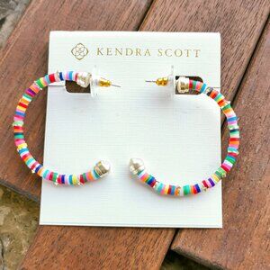 Kendra Scott Reece Small Hoop Earrings. Gold Neon Mix